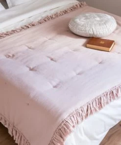 Maisons Du Monde Couvre-lits Boutis En Coton Et Lin Rose 100x200