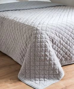 Maisons Du Monde Couvre-lits Boutis En Coton Gris Clair Effet Velours à Motifs 240x260