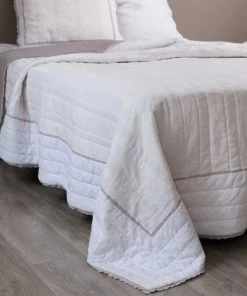 Maisons Du Monde Couvre-lits Boutis En Lin Blanc 240 X 260 Cm