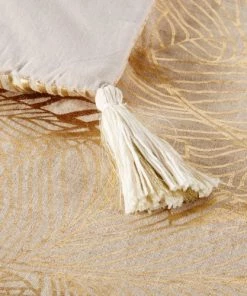 Maisons Du Monde Couvre-lits Boutis En Lin Et Coton Beiges Imprimé Feuillage Doré 100x200 -Couvre-lits Soldes 2022 boutis en lin et coton beiges imprime feuillage dore 100x200 1000 3 28 223519 4