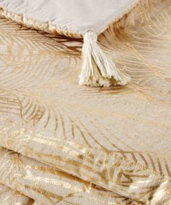 Maisons Du Monde Couvre-lits Boutis En Lin Et Coton Beiges Imprimé Feuillage Doré 100x200 -Couvre-lits Soldes 2022 boutis en lin et coton beiges imprime feuillage dore 100x200 1000 3 28 223519 5
