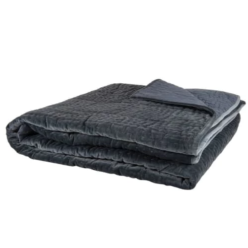 Maisons Du Monde Couvre-lits Boutis En Velours De Coton Bleu Motif Surpiqué 240x260 3 Maisons Du Monde Couvre-lits Boutis En Velours De Coton Bleu Motif Surpiqué 240x260 – Image 2