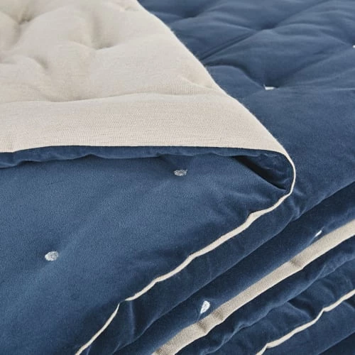 Maisons Du Monde Couvre-lits Boutis Réversible En Velours De Coton Bleu Indigo Et écru 240x260 5 Maisons Du Monde Couvre-lits Boutis Réversible En Velours De Coton Bleu Indigo Et écru 240x260 – Image 3