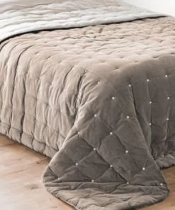 Maisons Du Monde Couvre-lits Boutis Réversible En Velours De Coton Caramel Et écru 240x260 -Couvre-lits Soldes 2022 boutis reversible en velours pique taupe 240x260 calio 1000 7 6 177946 11 2