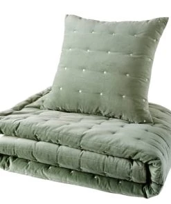 Maisons Du Monde Couvre-lits Boutis Réversible En Velours Piqué Vert 240x260 -Couvre-lits Soldes 2022 boutis reversible en velours pique vert 240x260 1000 6 5 177945 2