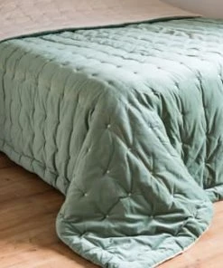 Maisons Du Monde Couvre-lits Boutis Réversible En Velours De Coton Gris Et écru 240x260 -Couvre-lits Soldes 2022 boutis reversible en velours pique vert 240x260 calio 1000 6 5 177945 9 1