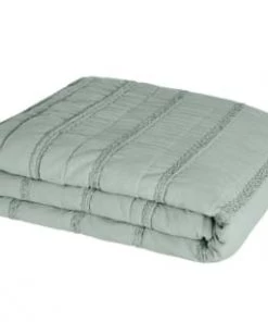 Maisons Du Monde Couvre-lits Boutis Vert Avec Bandes Froncées 220x240 -Couvre-lits Soldes 2022 boutis vert avec bandes froncees 220x240 romia 1000 1 1 210495 4