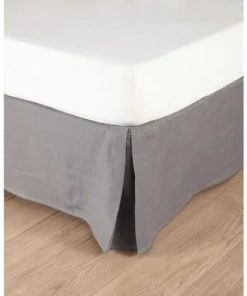 Maisons Du Monde Cache-sommiers Cache-sommier 140x190 En Lin Lavé Gris Moyen