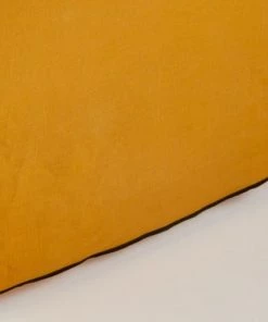 Madura Cache-sommiers Cache Sommier 140x200 Cm Ocre Et Bourdon Noir En Lin -Couvre-lits Soldes 2022 cache sommier 140x200 cm ocre et bourdon noir en lin 3