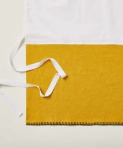 Madura Cache-sommiers Cache Sommier 140x200 Cm Ocre Et Feston Noir En Lin -Couvre-lits Soldes 2022 cache sommier 140x200 cm ocre et feston noir en lin 2