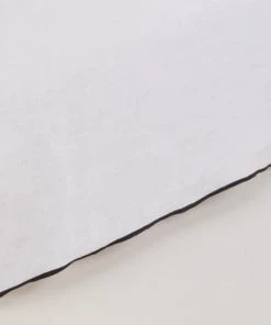 Madura Cache-sommiers Cache Sommier 160x200 Cm Blanc Pur Et Bourdon Noir En Lin -Couvre-lits Soldes 2022 cache sommier 160x200 cm blanc pur et bourdon noir en lin 3