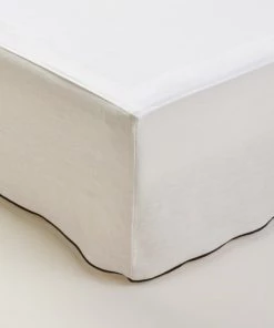 Madura Cache-sommiers Cache Sommier 160x200 Cm Calcaire Et Bourdon Noir En Lin