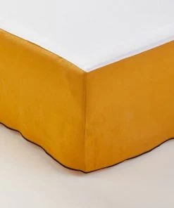 Madura Cache-sommiers Cache Sommier 160x200 Cm Ocre Et Bourdon Noir En Lin