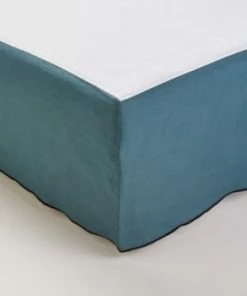 Madura Cache-sommiers Cache Sommier 160x200 Cm Calcaire Et Bourdon Noir En Lin -Couvre-lits Soldes 2022 cache sommier 160x200 cm petrole et bourdon noir en lin