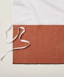 Madura Cache-sommiers Cache Sommier 160x200 Cm Terracotta Et Bourdon Noir En Lin -Couvre-lits Soldes 2022 cache sommier 160x200 cm terracotta et bourdon noir en lin 2