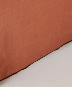 Madura Cache-sommiers Cache Sommier 160x200 Cm Terracotta Et Bourdon Noir En Lin -Couvre-lits Soldes 2022 cache sommier 160x200 cm terracotta et bourdon noir en lin 3