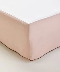 Madura Cache-sommiers Cache Sommier 180x200 Cm Tilleul Et Bourdon Noir En Lin -Couvre-lits Soldes 2022 cache sommier 180x200 cm rose poudre et bourdon noir en lin 4