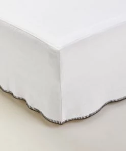 Madura Cache-sommiers Cache Sommier 90x200 Cm Vert De Gris Et Feston Noir En Lin -Couvre-lits Soldes 2022 cache sommier 90x200 cm blanc mineral et feston noir en lin 10