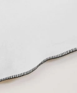 Madura Cache-sommiers Cache Sommier 90x200 Cm Blanc Minéral Et Feston Noir En Lin -Couvre-lits Soldes 2022 cache sommier 90x200 cm blanc mineral et feston noir en lin 3