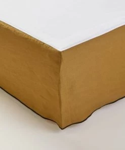 Madura Cache-sommiers Cache Sommier 90x200 Cm Bronze Et Bourdon Noir En Lin