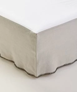 Madura Cache-sommiers Cache Sommier 90x200 Cm Ficelle Et Feston Noir En Lin