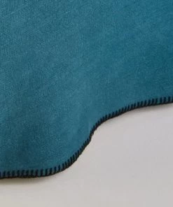 Madura Cache-sommiers Cache Sommier 90x200 Cm Indigo Et Feston Noir En Lin -Couvre-lits Soldes 2022 cache sommier 90x200 cm indigo et feston noir en lin 3