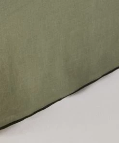 Madura Cache-sommiers Cache Sommier 90x200 Cm Kaki Grisé Et Bourdon Noir En Lin -Couvre-lits Soldes 2022 cache sommier 90x200 cm kaki grise et bourdon noir en lin 3