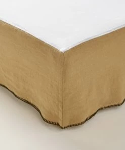 Madura Cache-sommiers Cache Sommier 90x200 Cm Seigle Et Feston Noir En Lin