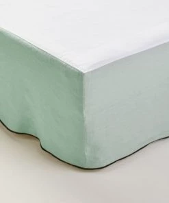 Madura Cache-sommiers Cache Sommier 90x200 Cm Tilleul Et Bourdon Noir En Lin