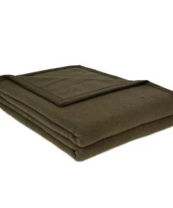 Brun De Vian-Tiran Couvertures Couverture Douce Tempérée En Laine Tempéré Vert Kaki Clair 180x240 Cm