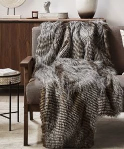 Beliani Couvertures Couverture En Acrylique Marron 200x150cm