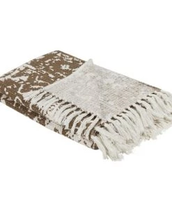 Beliani Couvertures Couverture En Coton Beige 180x130cm