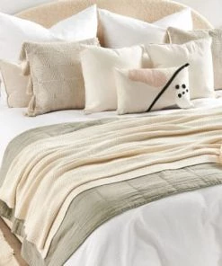 Beliani Couvertures Couverture En Coton Beige 180x130cm