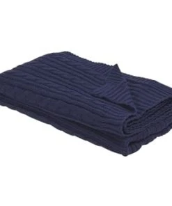 Beliani Couvertures Couverture En Coton Bleu 180x110cm -Couvre-lits Soldes 2022 couverture en coton bleu 180x110cm 4