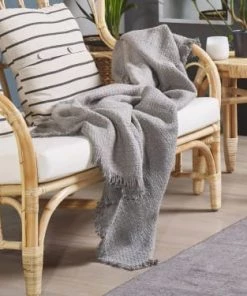 Beliani Couvertures Couverture En Coton Gris 160x124cm