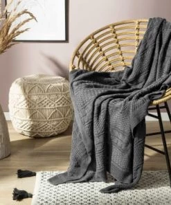 Beliani Couvertures Couverture En Coton Gris 170x140cm