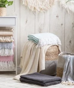 Beliani Couvertures Couverture En Coton Noir 160x130cm