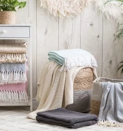 Beliani Couvertures Couverture En Coton Vert 160x130cm -Couvre-lits Soldes 2022 couverture en coton rose 160x130cm 4