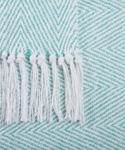 Beliani Couvertures Couverture En Coton Vert 160x130cm -Couvre-lits Soldes 2022 couverture en coton vert 160x130cm 3