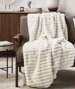 Beliani Couvertures Couverture En Polyester Blanc 200x150cm