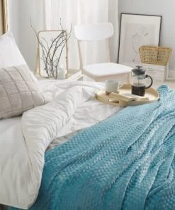 Beliani Couvertures Couverture En Polyester Bleu 200x150cm