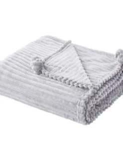 Beliani Couvertures Couverture En Polyester Gris 200x150cm -Couvre-lits Soldes 2022 couverture en polyester gris 200x150cm 4