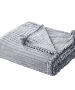 Beliani Couvertures Couverture En Polyester Gris 200x150cm