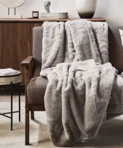 Beliani Couvertures Couverture En Polyester Gris 200x150cm