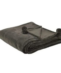 Beliani Couvertures Couverture En Polyester Gris 220x200cm