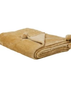 Beliani Couvertures Couverture En Polyester Jaune 220x200cm