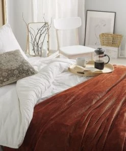 Beliani Couvertures Couverture En Polyester Marron 200x150cm