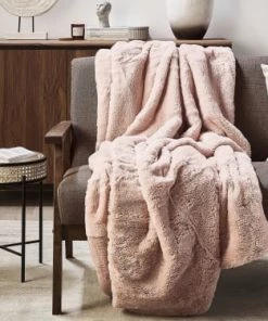 Beliani Couvertures Couverture En Polyester Rose 200x150cm