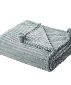 Beliani Couvertures Couverture En Polyester Gris 200x150cm -Couvre-lits Soldes 2022 couverture en polyester vert 200x150cm 5