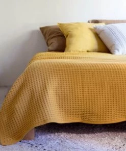 Brun De Vian-Tiran Couvertures Couverture Légère Été En Laine Léger Jaune Moutarde 180x240 Cm -Couvre-lits Soldes 2022 couverture legere ete en laine leger jaune moutarde 180x240 cm 3